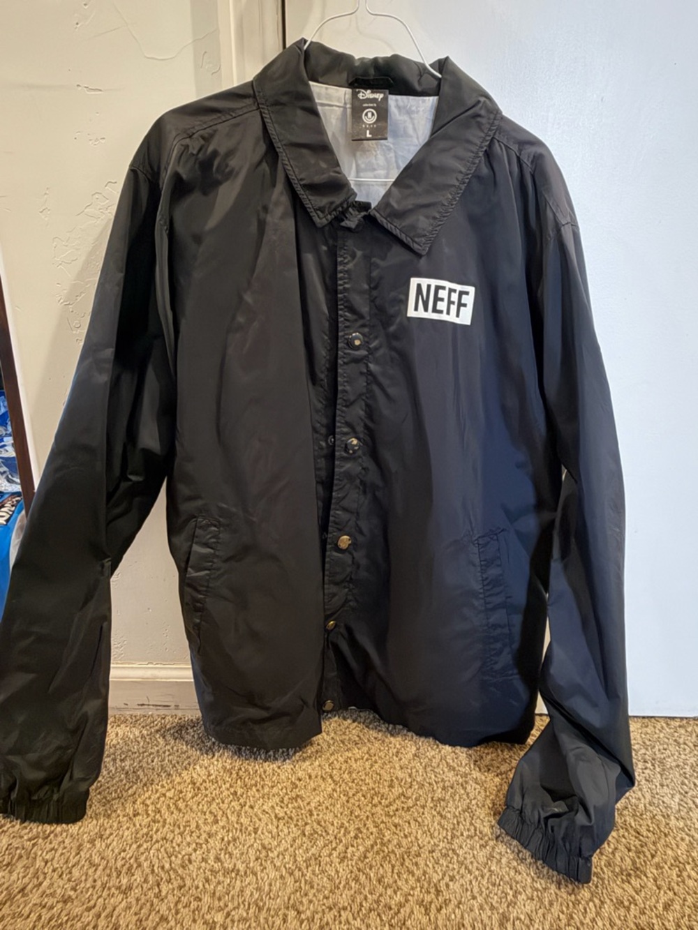 Neff Black Coach Windbreaker Jacket with Logo